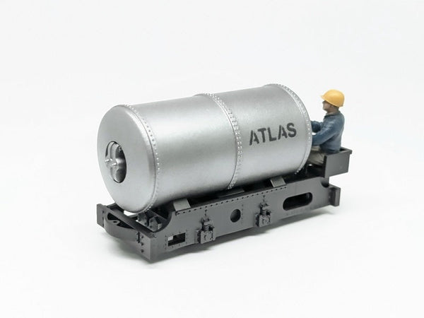 #1292 O-10.5mm(On20) ATLAS-mini compressed air locomotive kit, RTR drive unit, included unpainted brass driver figure
