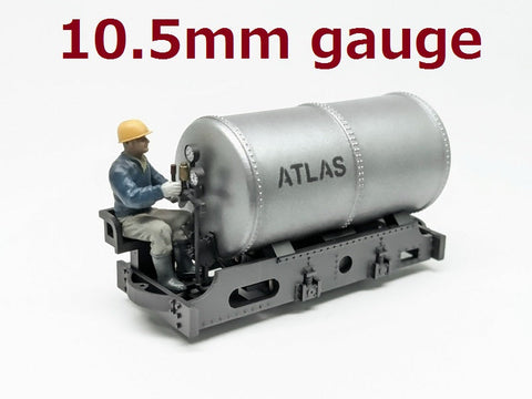 #1292 O-10.5mm(On20) ATLAS-mini compressed air locomotive kit, RTR drive unit, included unpainted brass driver figure